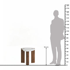 Modern Marble Top Side Table with Wooden Legs