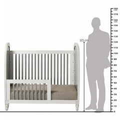 Classic White Mango Wood Baby Crib with Fabric Cushioning