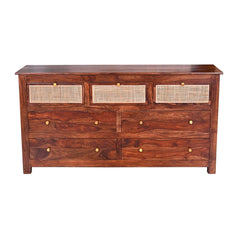 Handcrafted Sheesham Wood Dresser with Cane Detailing
