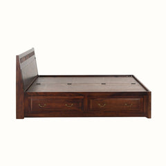 Wolf Sheesham Wood King Bed featuring Two Large Under-Bed Drawers