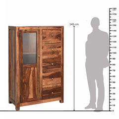 Subbulakshmi Sheesham Wood & Glass Display Cabinet