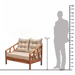 Blue City 2-Seater Wooden Sofa