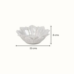 Hand -Carved Decorative White Marble Lotus Bowl - Medium