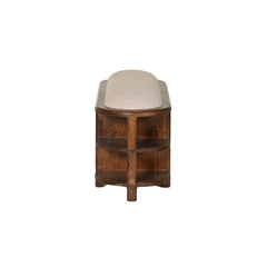 Mango Wood Shoe Rack with Upholstered Seating Bench