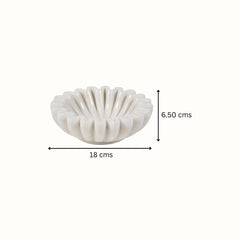 Hand-Sculpted White Marble Ruffled Decorative Bowl -  Small