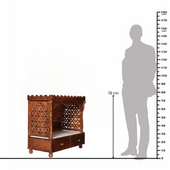 Handcrafted Sheesham Wood Temple with Marble Base