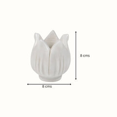 Hand-Sculptured White Marble Floral Petal Bowl - Small