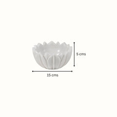 Hand -Carved Decorative White Marble Lotus Bowl - Small