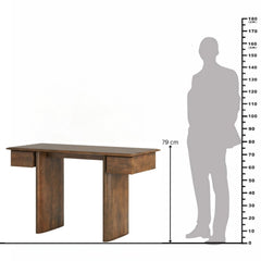 Contemporary Mango Wood Writing Desk with Dual Drawers