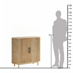 Contemporary Mango Wood Bar Cabinet with Reed Design