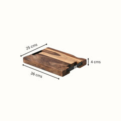 Artisan Sheesham Wood Cutting Board with Iron Side Handles - Medium