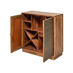 Kittur Mango Wood Bar Cabinet with Carved Door Detailing