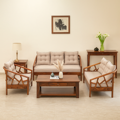 Blue City 3-Seater Wooden Sofa