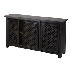Colonial Style Black Lattice Mango Wood Sideboard