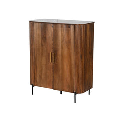 Reed-Textured Shoe Cabinet with Brass Handles