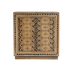 Mereau Solid Wood Cabinet with Tribal Pattern