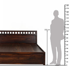 Wolf Sheesham Wood King Bed featuring Two Large Under-Bed Drawers