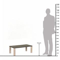 Oak Wood Coffee Table with Black Top