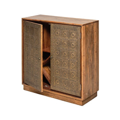 Kittur Mango Wood Bar Cabinet with Carved Door Detailing