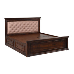 Royal Upholstered Sheesham Wood Bed with Drawers