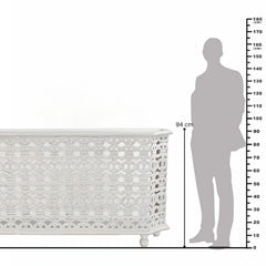 Marguerite Hand-Carved White Floral Credenza