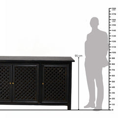 Colonial Style Black Lattice Mango Wood Sideboard