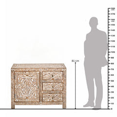 Splendid Leaves 3-Drawer Mango Wood Cabinet