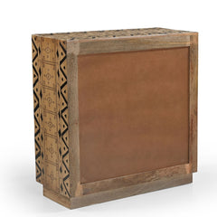 Mereau Solid Wood Cabinet with Tribal Pattern
