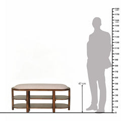 Mango Wood Shoe Rack with Upholstered Seating Bench