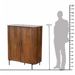 Reed-Textured Shoe Cabinet with Brass Handles