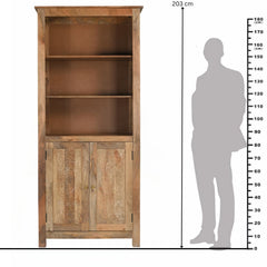 Maharani Solid Wood Bookcase with Carved Double Doors