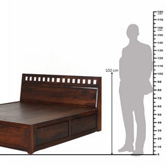 Wolf Sheesham Wood King Bed with Integrated Hydraulic Storage