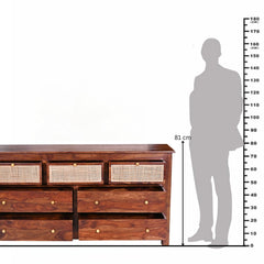 Handcrafted Sheesham Wood Dresser with Cane Detailing