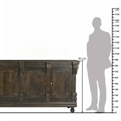 Tobias Classic Carved 4-Door Wood Sideboard
