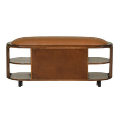 Wooden Shoe Rack with Leather Cushion Seat