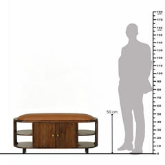 Wooden Shoe Rack with Leather Cushion Seat