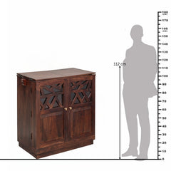 Razia Mango Wood Bar Cabinet with Foldable Top & Storage