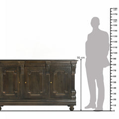 Tobias Classic Carved 3-Door Wood Sideboard