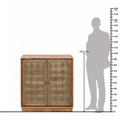 Kittur Mango Wood Bar Cabinet with Carved Door Detailing