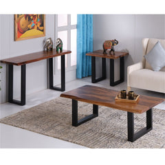 Sheesham Wood Coffee Table with Sleek Metal Legs
