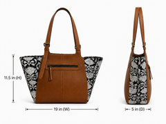 The Terra & Bloom Large Leather & Block-Printed Linen Tote
