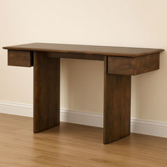 Contemporary Mango Wood Writing Desk with Dual Drawers