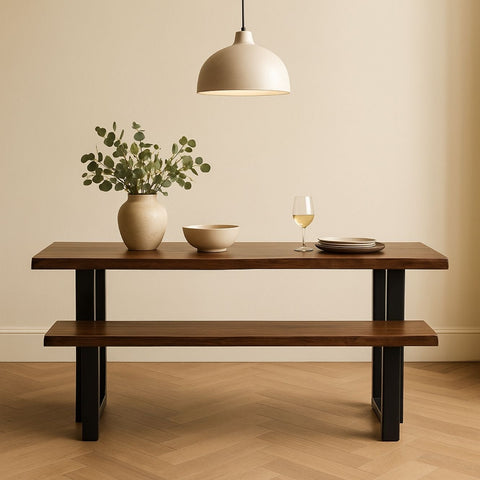 Sheesham Wood Dining Bench with Metal Legs