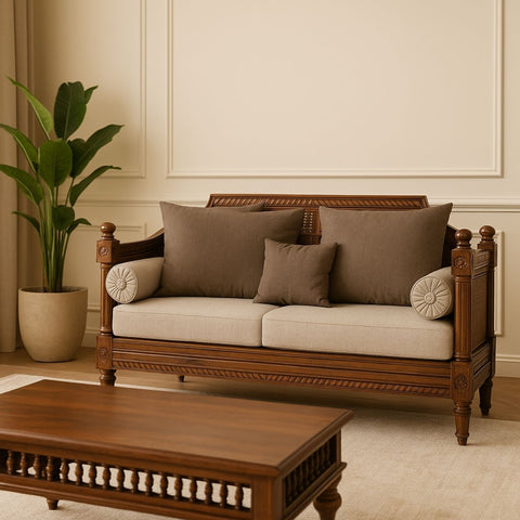 Amer Sofa Two Seater – A Colonial Charm in Solid Wood