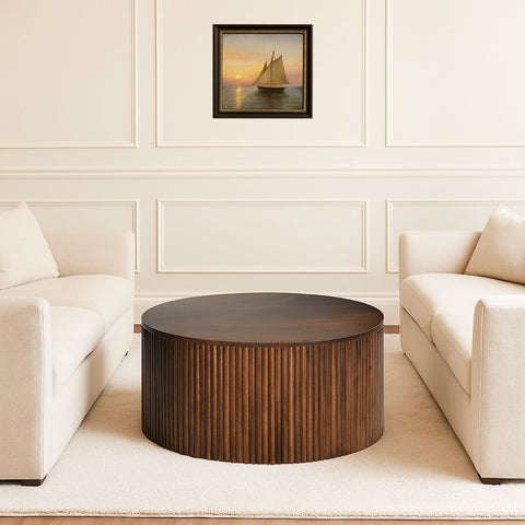 Reed Solid Wood Round Coffee Table