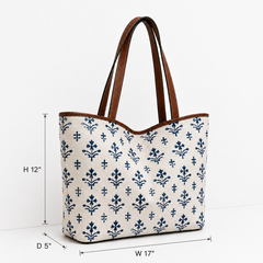 The Indigo Motif Woven Large Tote