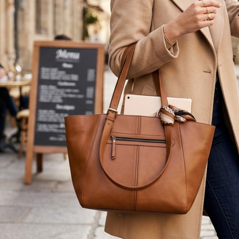 The Caramel Horizon All-Leather Everyday Tote