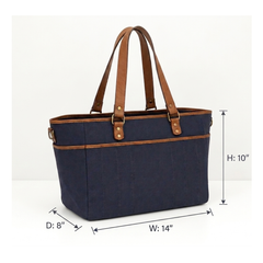 The Cobalt Coast Leather-Trimmed Everyday Tote
