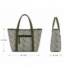 The Olive Grove Block-Printed Linen & Leather Tote