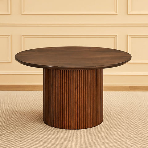 Karlen Wooden Round Table – Contemporary Fluted Base Design